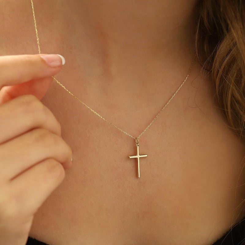 MONOZO Cross Necklace for Women, 14K Gold Plated, 16+2'/18+2' inches, Gold Cross Necklaces for Women, Trendy Gold Jewelry Gifts for Women - Image 2